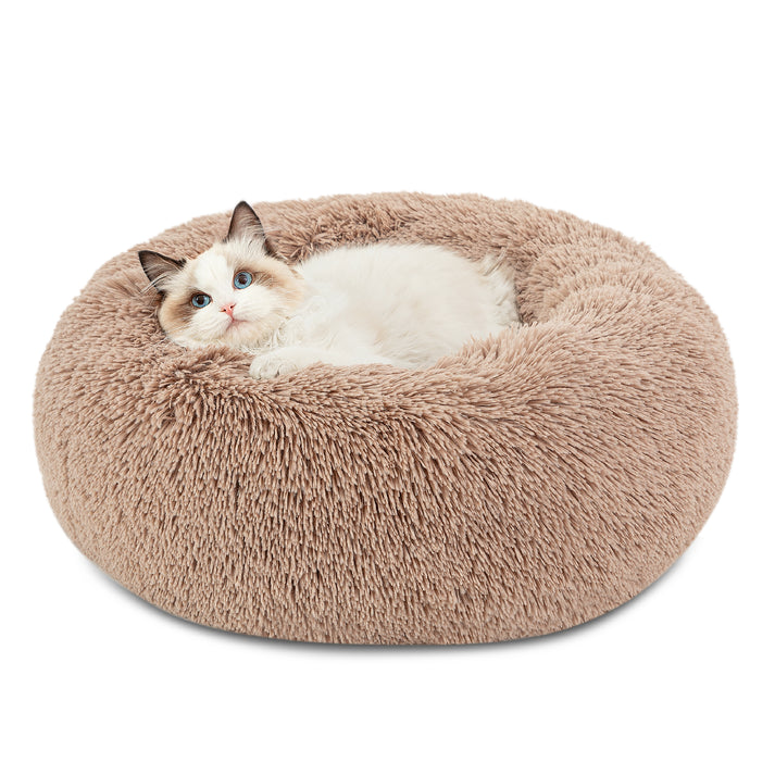 Camel-colored Bedsure donut pet bed